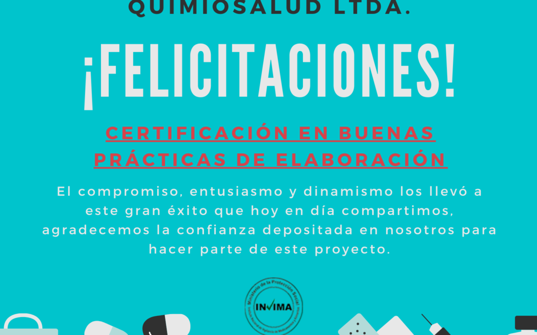 CERTIFICACIÓN BPE QUIMIOSALUD LTDA