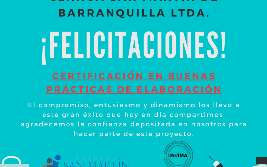 CERTIFICACIÓN BPE CLÍNICA SAN MARTÍN DE BARRANQUILLA